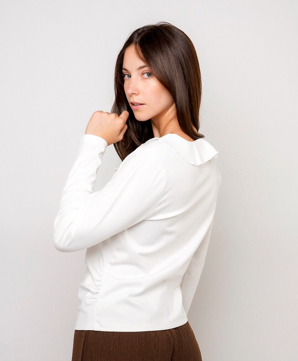 Polera mujer volante en escote