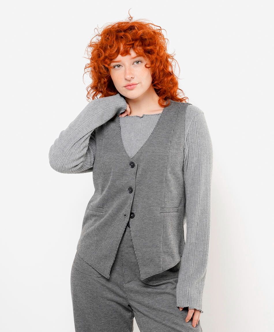 Vest mujer mini check grey