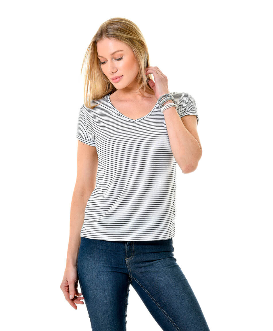 Polera listas cuello  v
