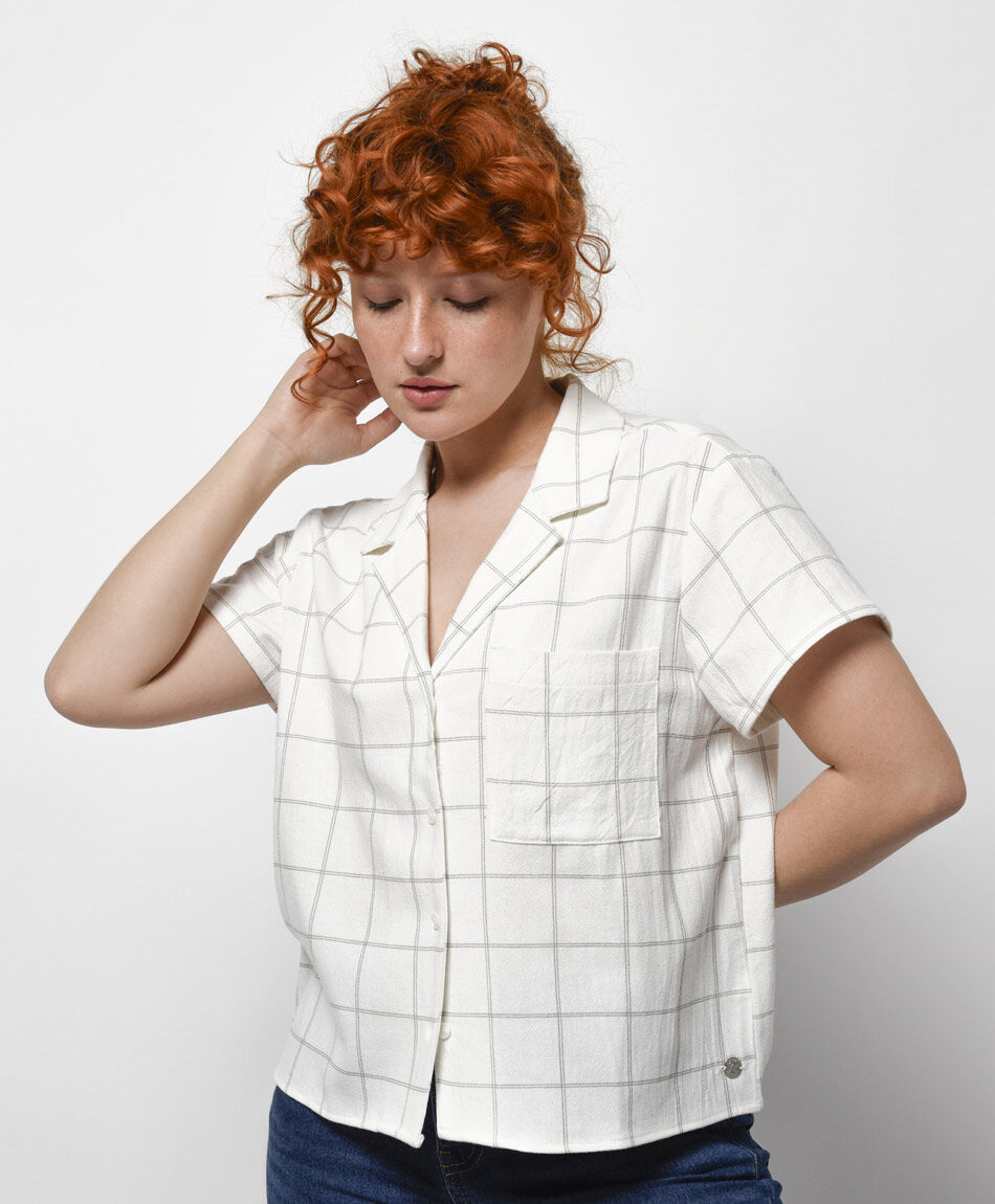 Blusa mujer lino cuadros