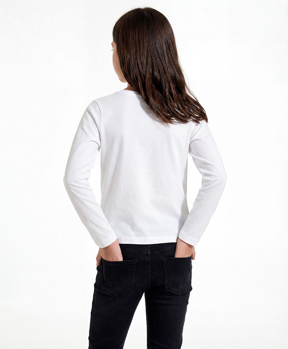 Polera ni&ntilde;a manga larga blanca