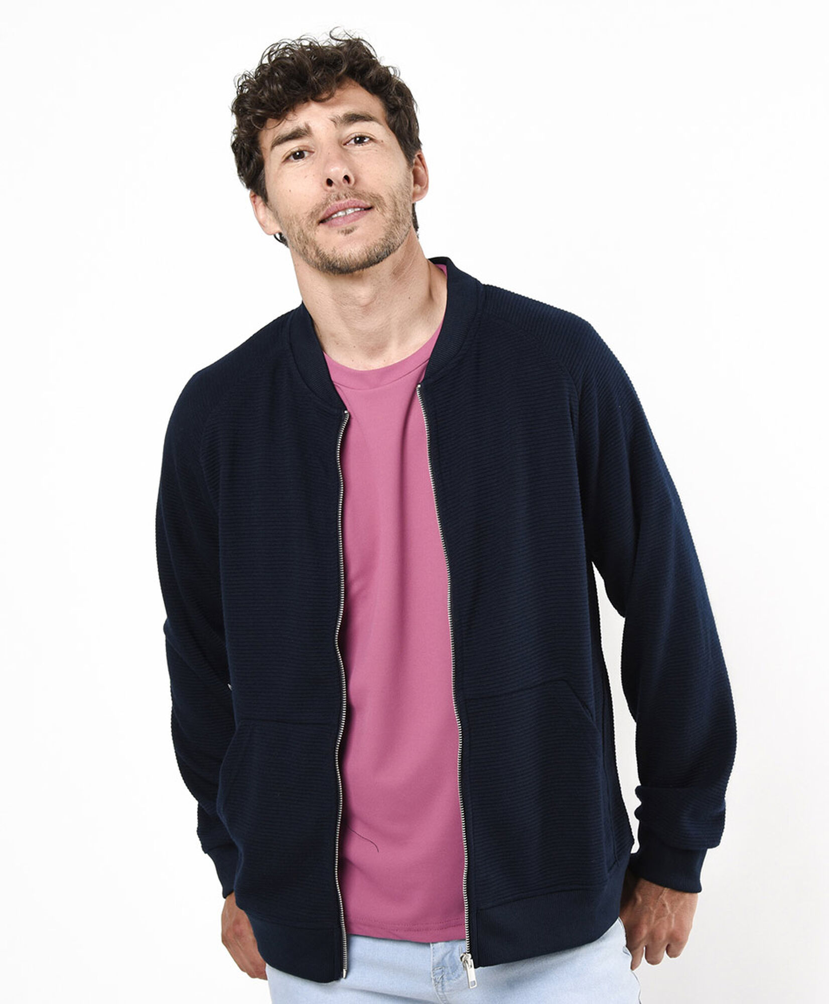 Chaqueta hombre jacquard azul oscuro Chaqueta hombre jacquard azul oscuro