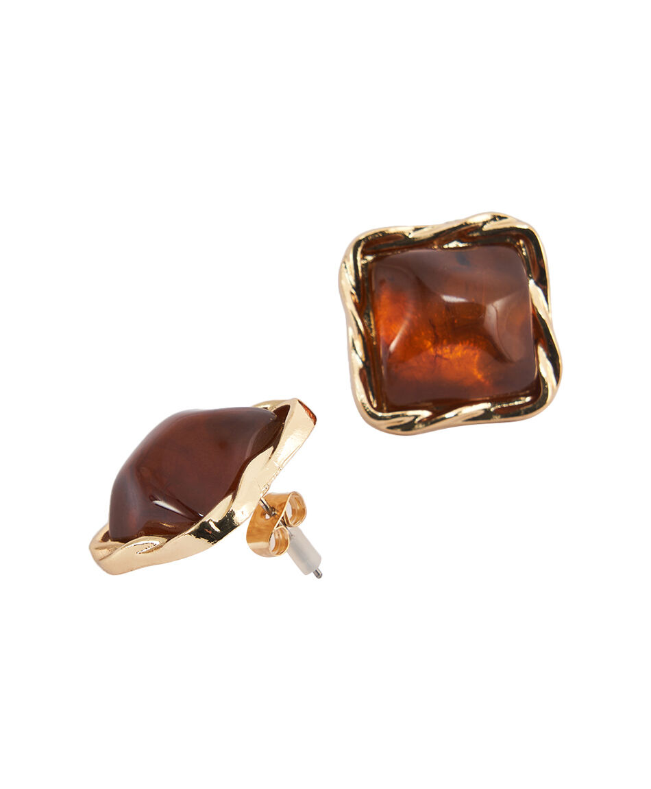 Aros mujer cuadrados &aacute;mbar