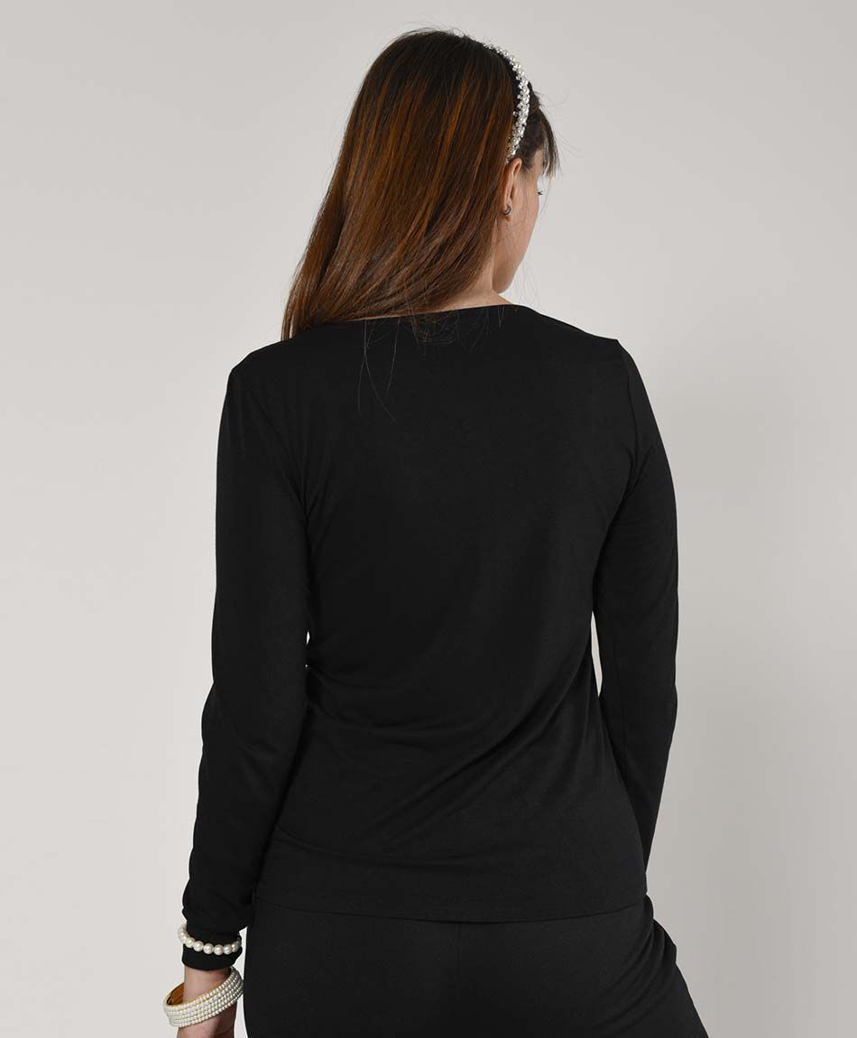 Polera mujer encaje en cuello