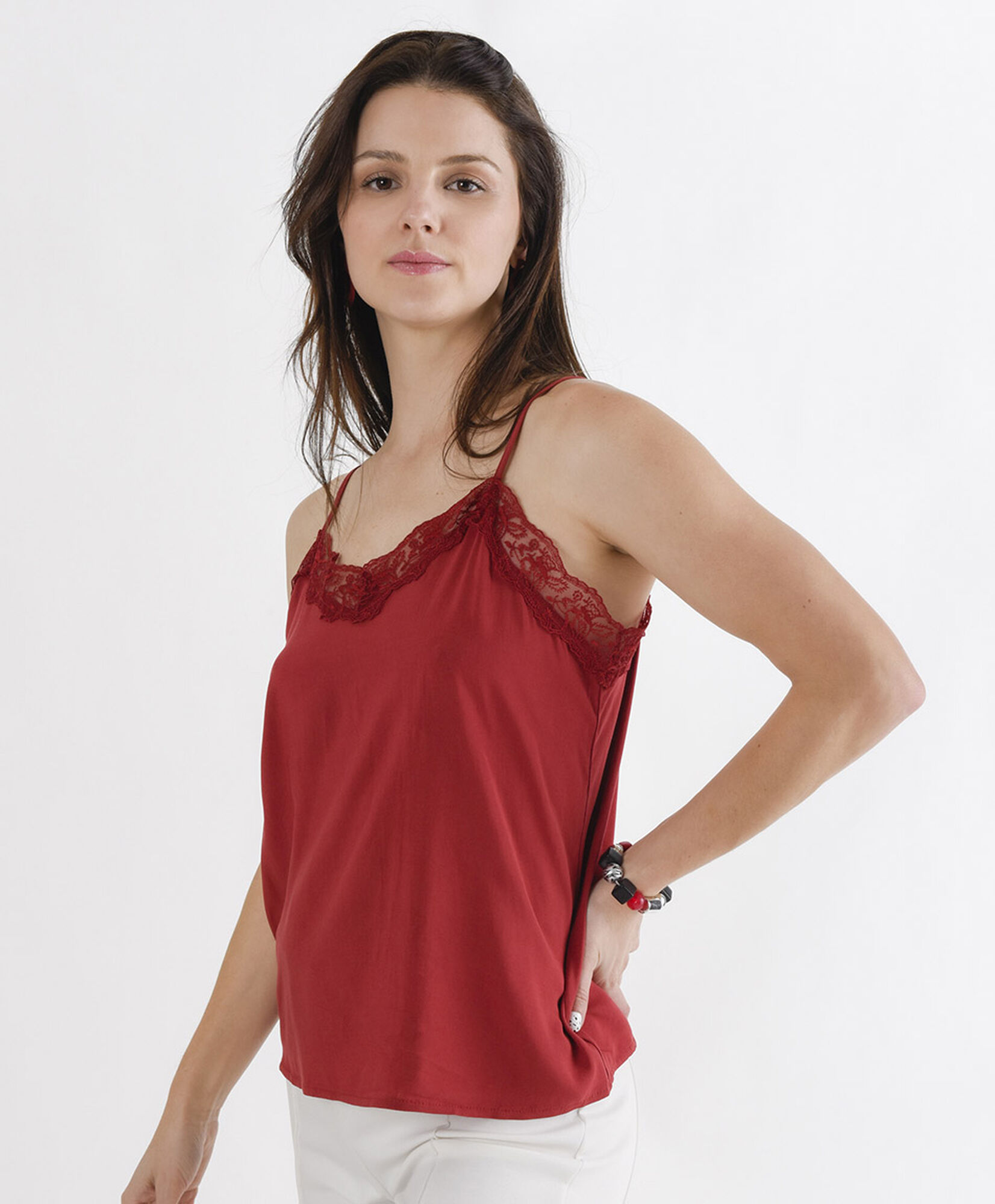 Blusa mujer top encaje liso Blusa mujer top encaje liso