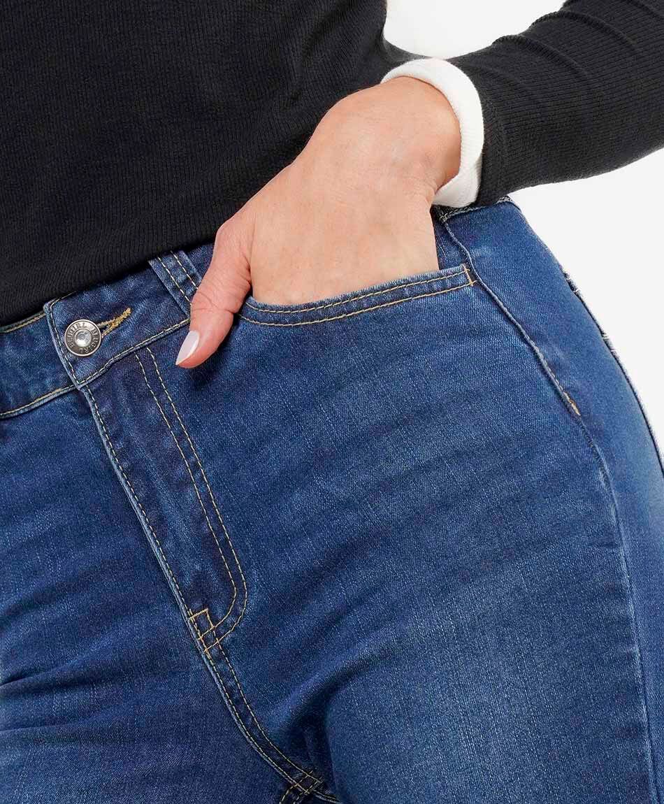 Jeans mujer flare brillos bolsillo