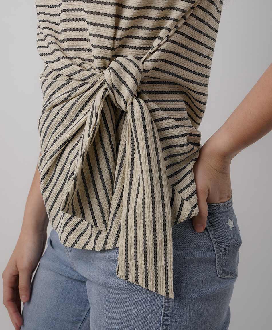 Polera mujer rayas nudo