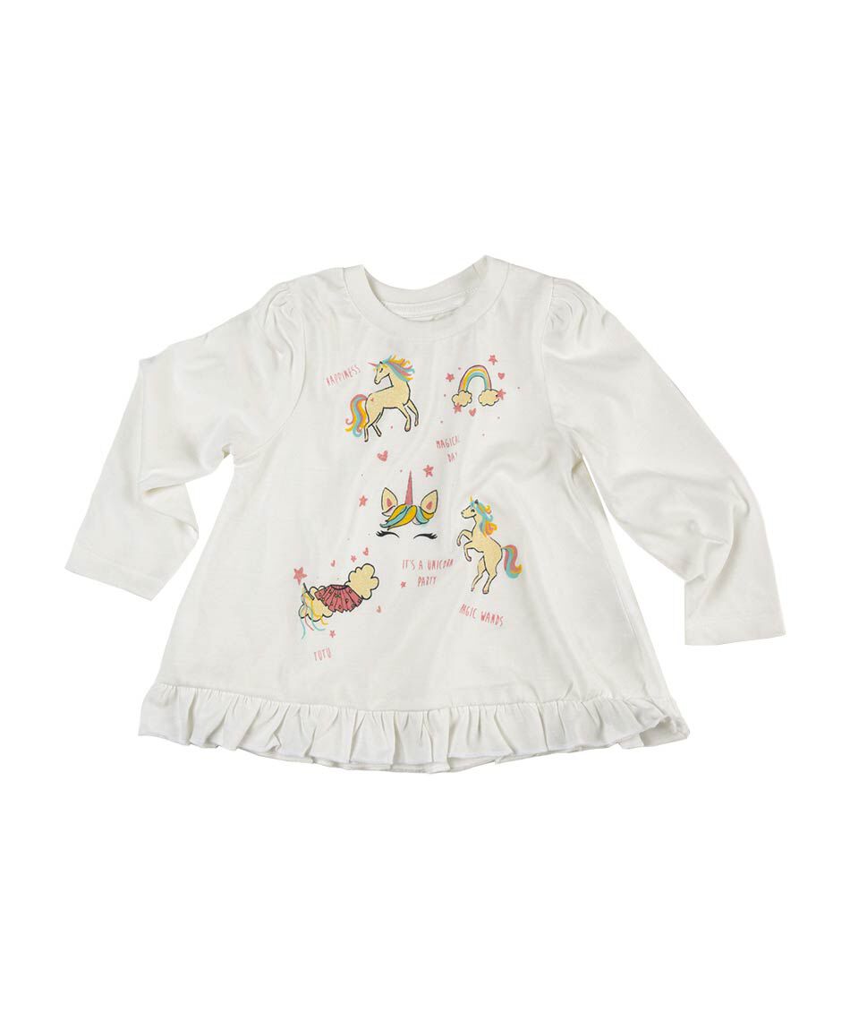 Polera beb&eacute; unicornios manga larga