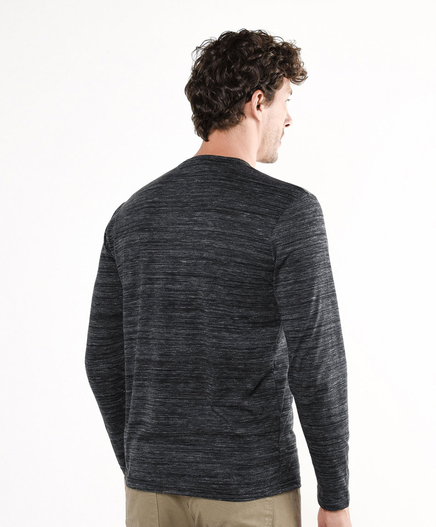 Polera hombre botones jaspeada Polera hombre botones jaspeada