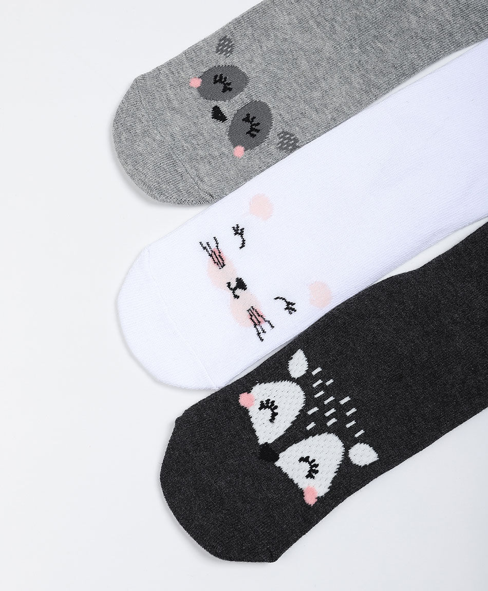Pack 3 calcetines mujer animals face