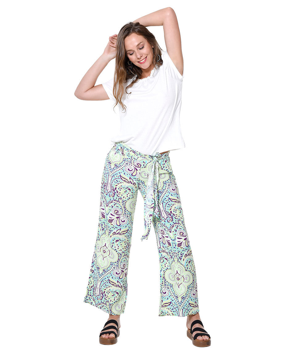 Pantalon palazzo cinturon