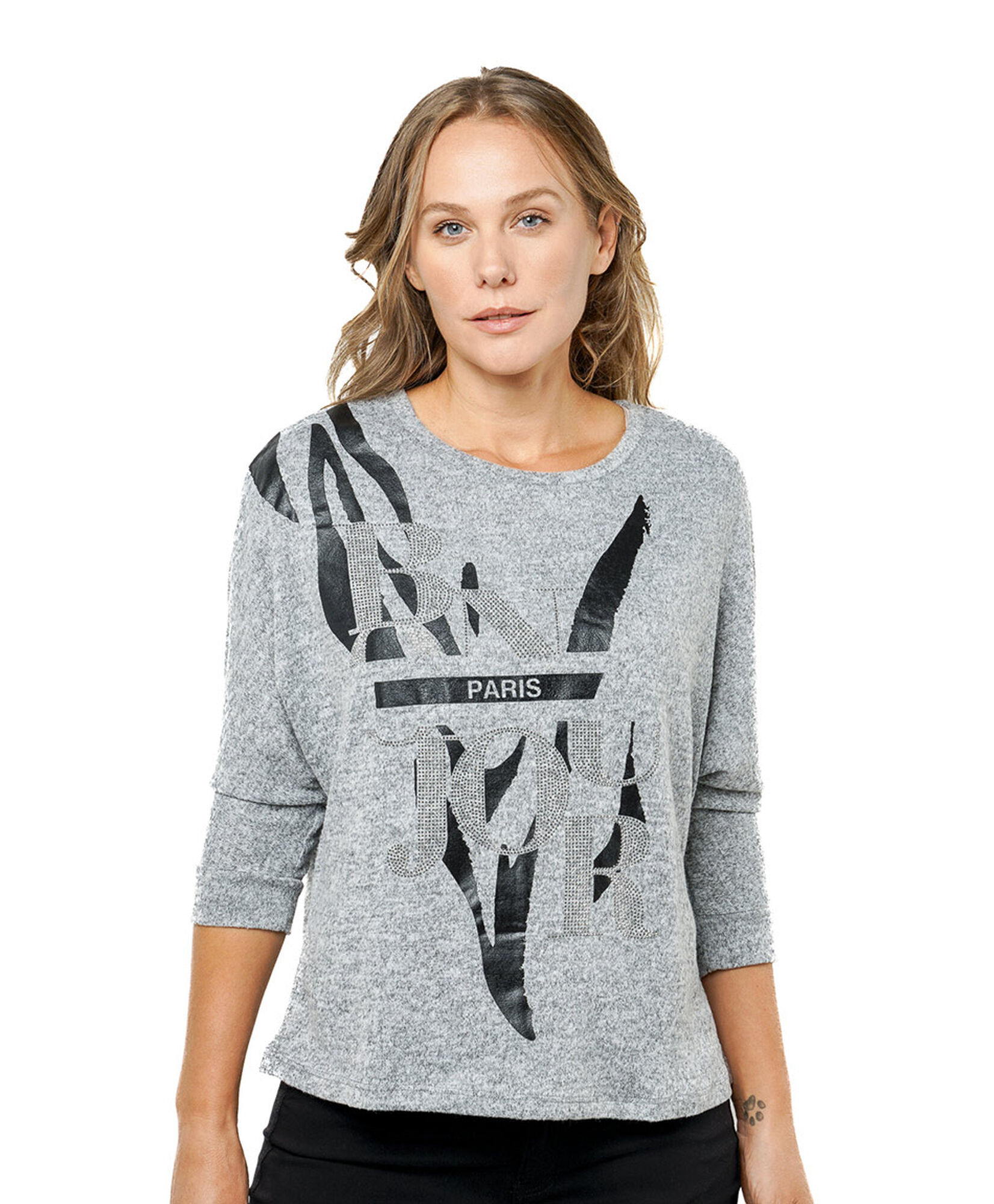 Polera mujer texto brillos Polera mujer texto brillos