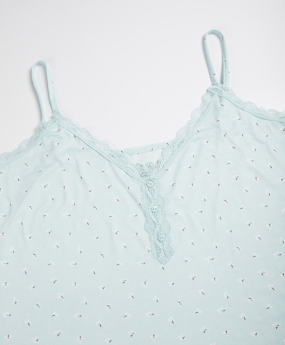 Baby doll mujer floreado botones verde