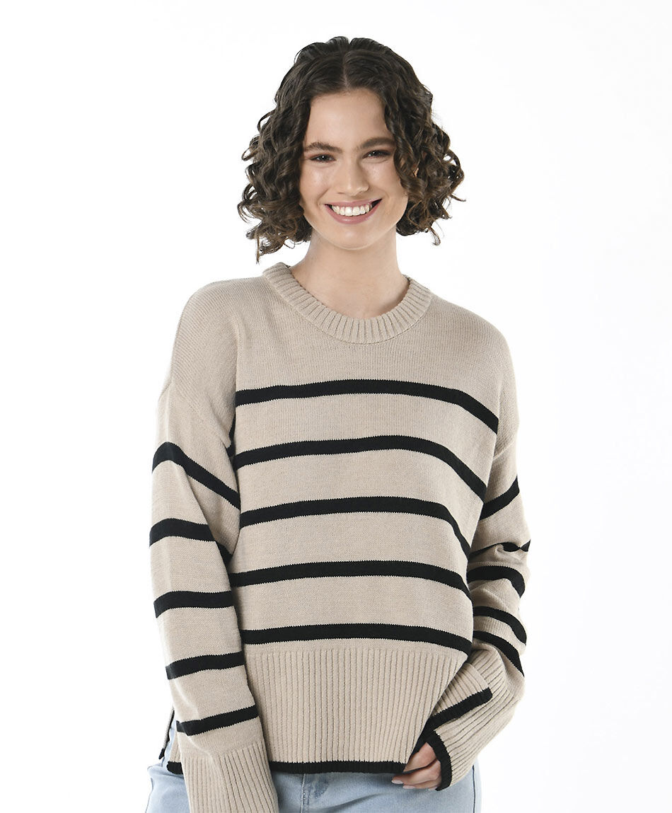 Sweater mujer líneas bicolor