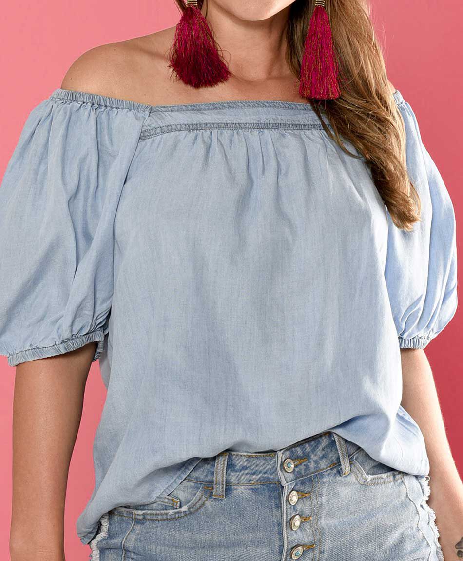 Blusa tencel manga puff