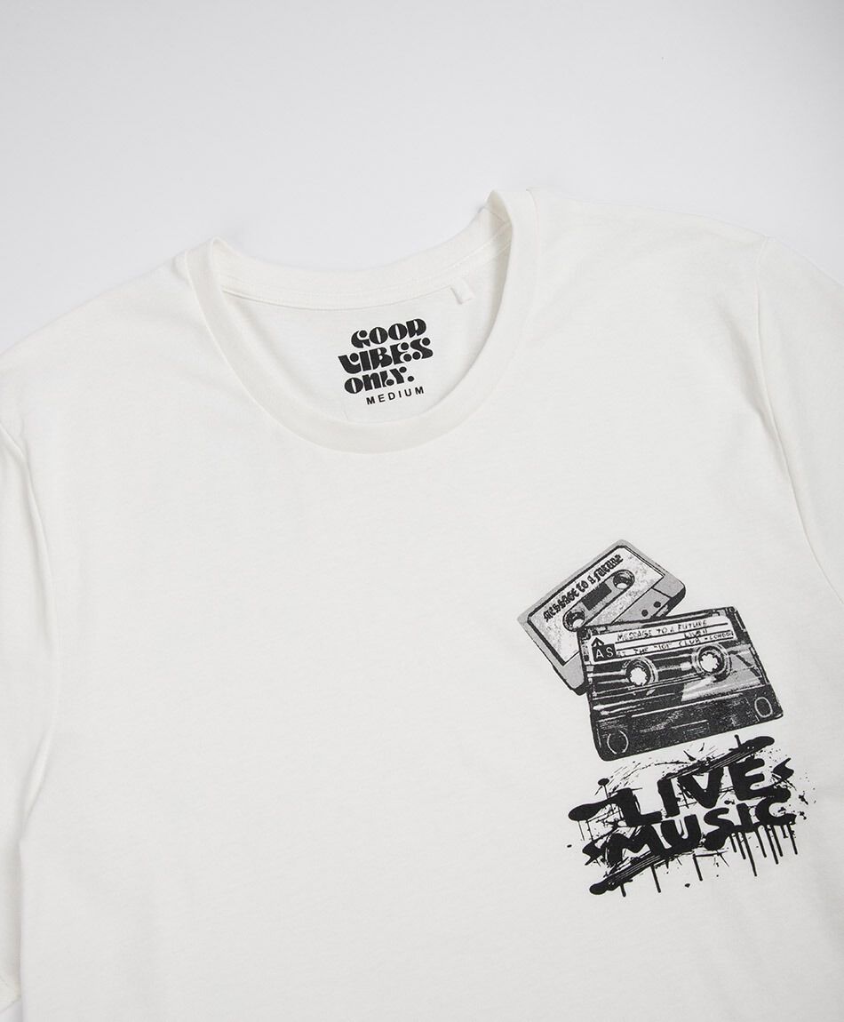 Polera hombre estampado live music