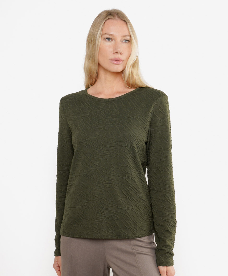 Polera mujer textura cebra verde