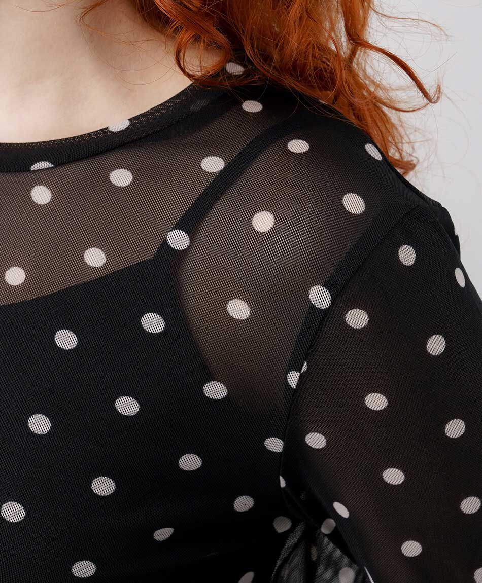 Polera mujer mesh puntos