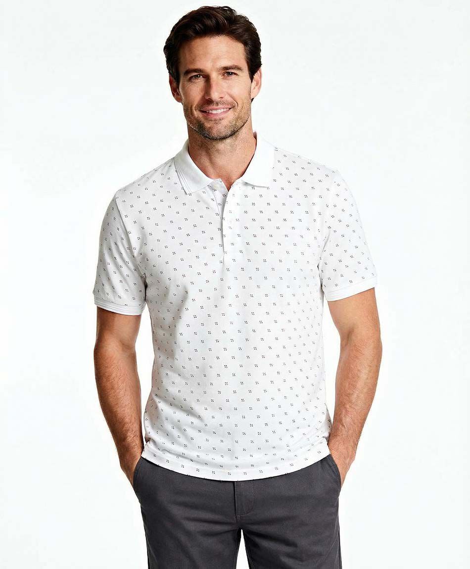 Polera hombre cuello polo puntitos