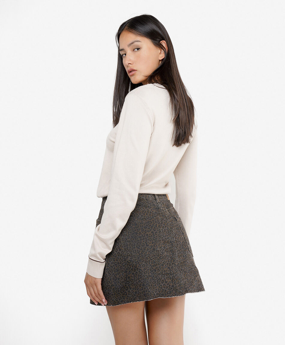 Mini falda mujer denim animal print