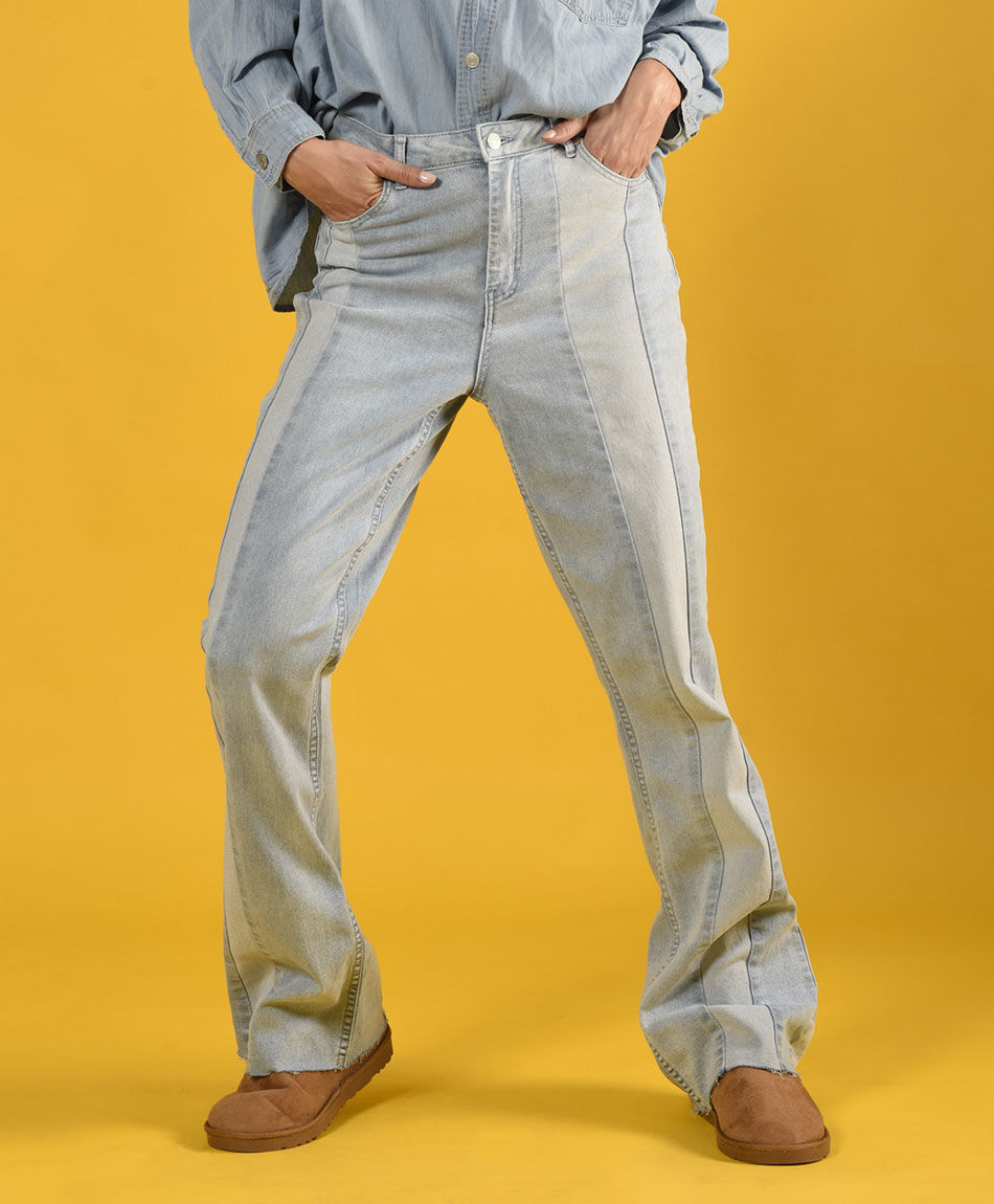 Jeans ancho bicolor