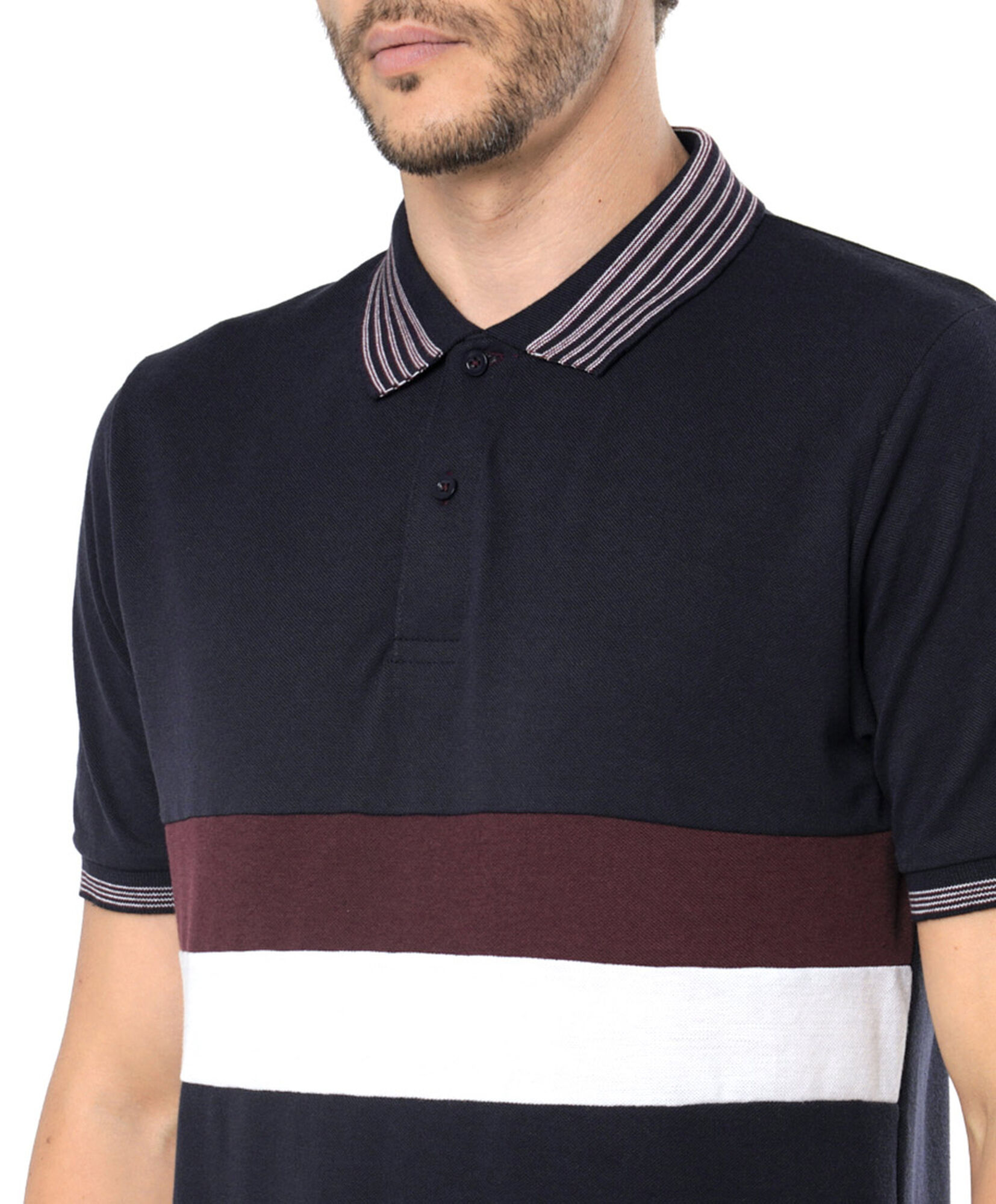 Polera hombre tricolor cuello piqué Polera hombre tricolor cuello piqué