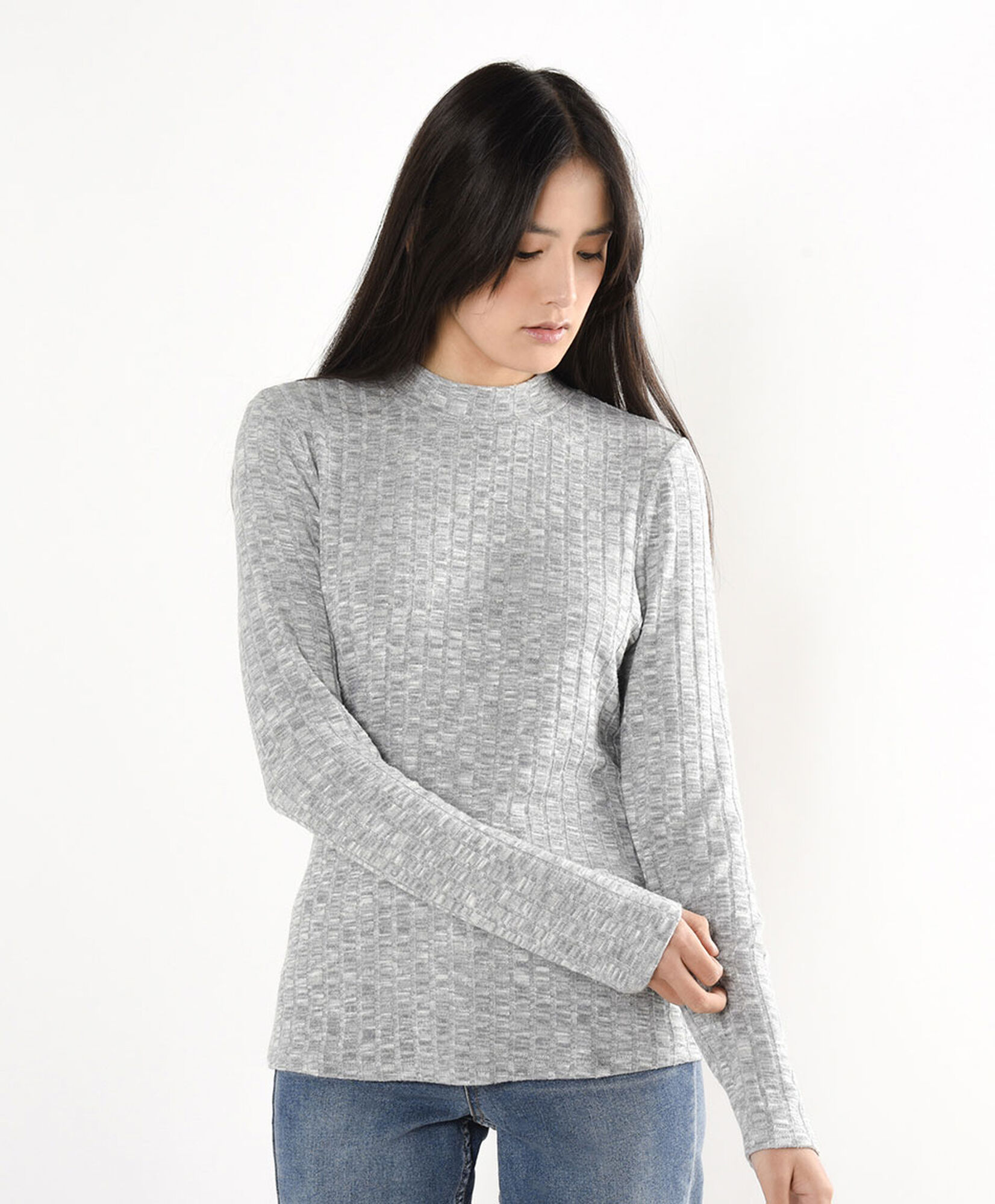 Polera mujer estilo tejida gris Polera mujer estilo tejida gris