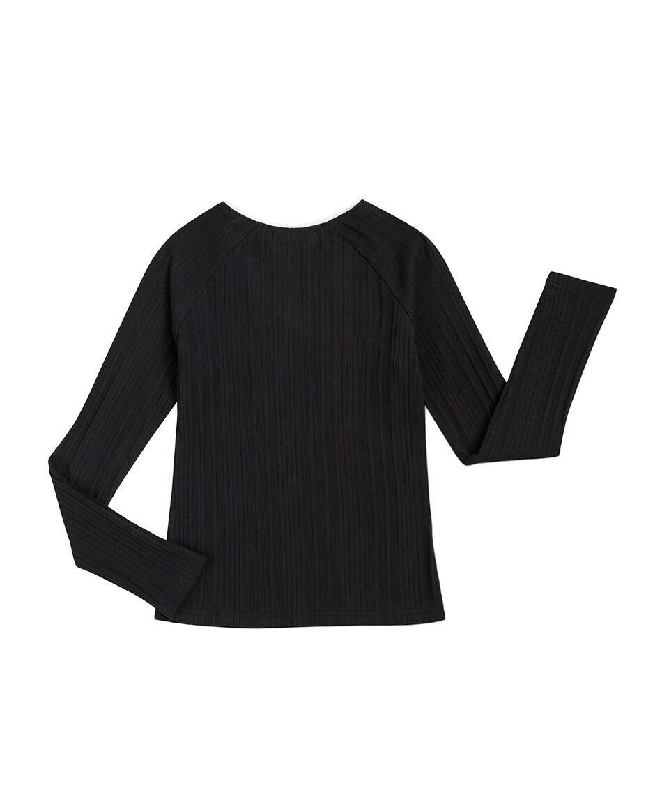 Polera ni&ntilde;a manga larga moda negro