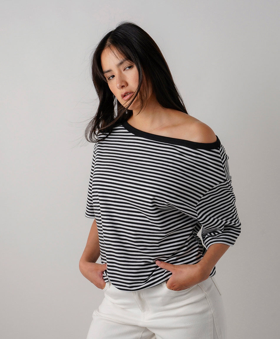 Polera mujer rayas irregular