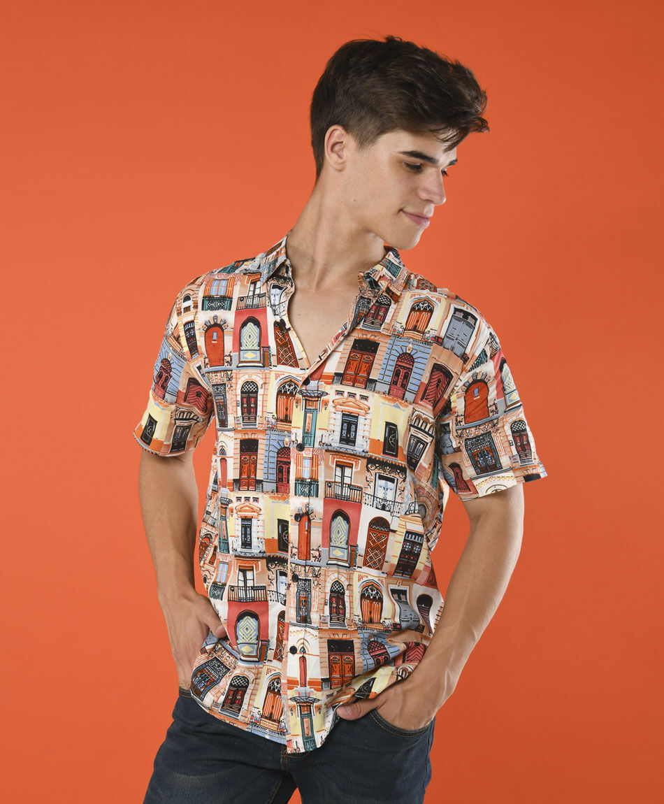 Camisa estampado gr&aacute;fico manga corta