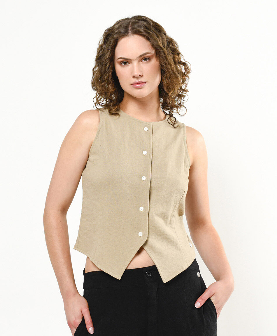 Blusa mujer lino tipo vest