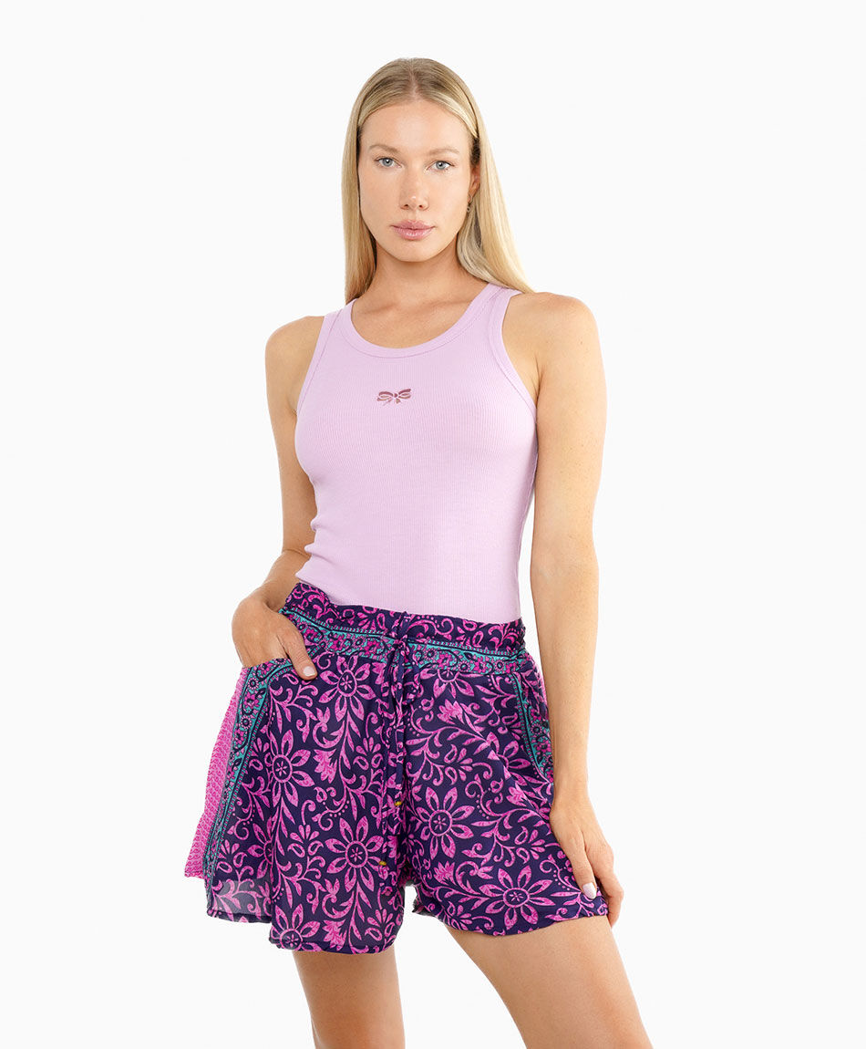 Short mujer floreado lazo