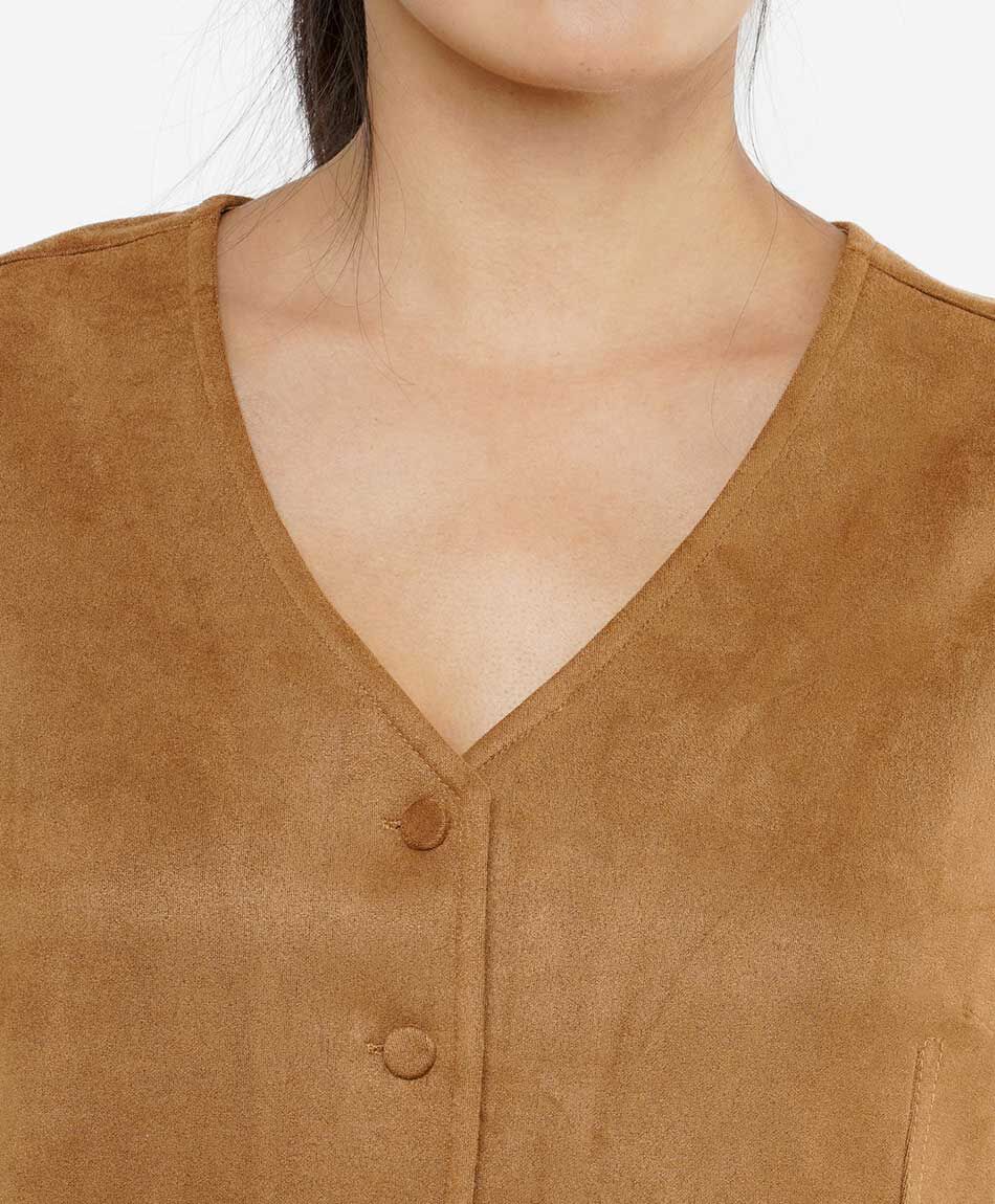Vest mujer suede camel
