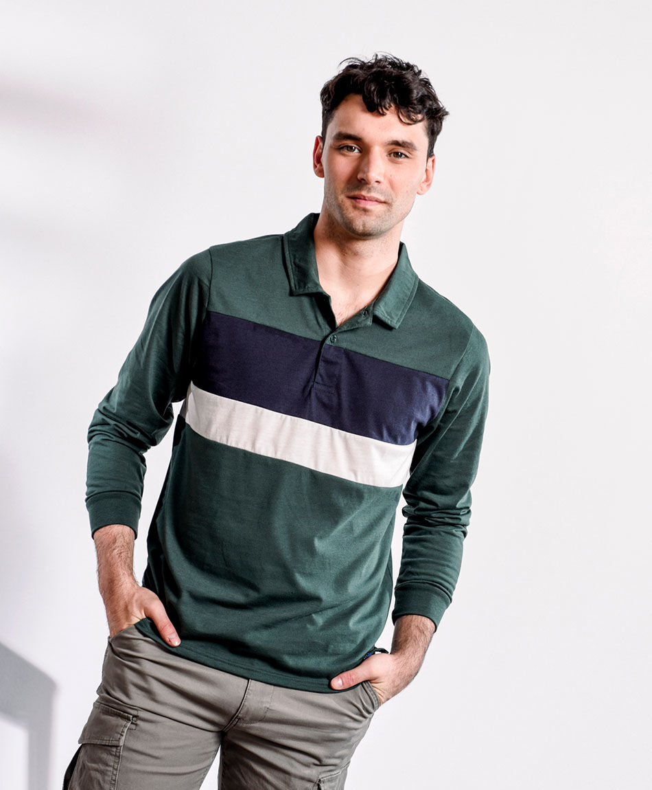 Polera hombre franja bicolor