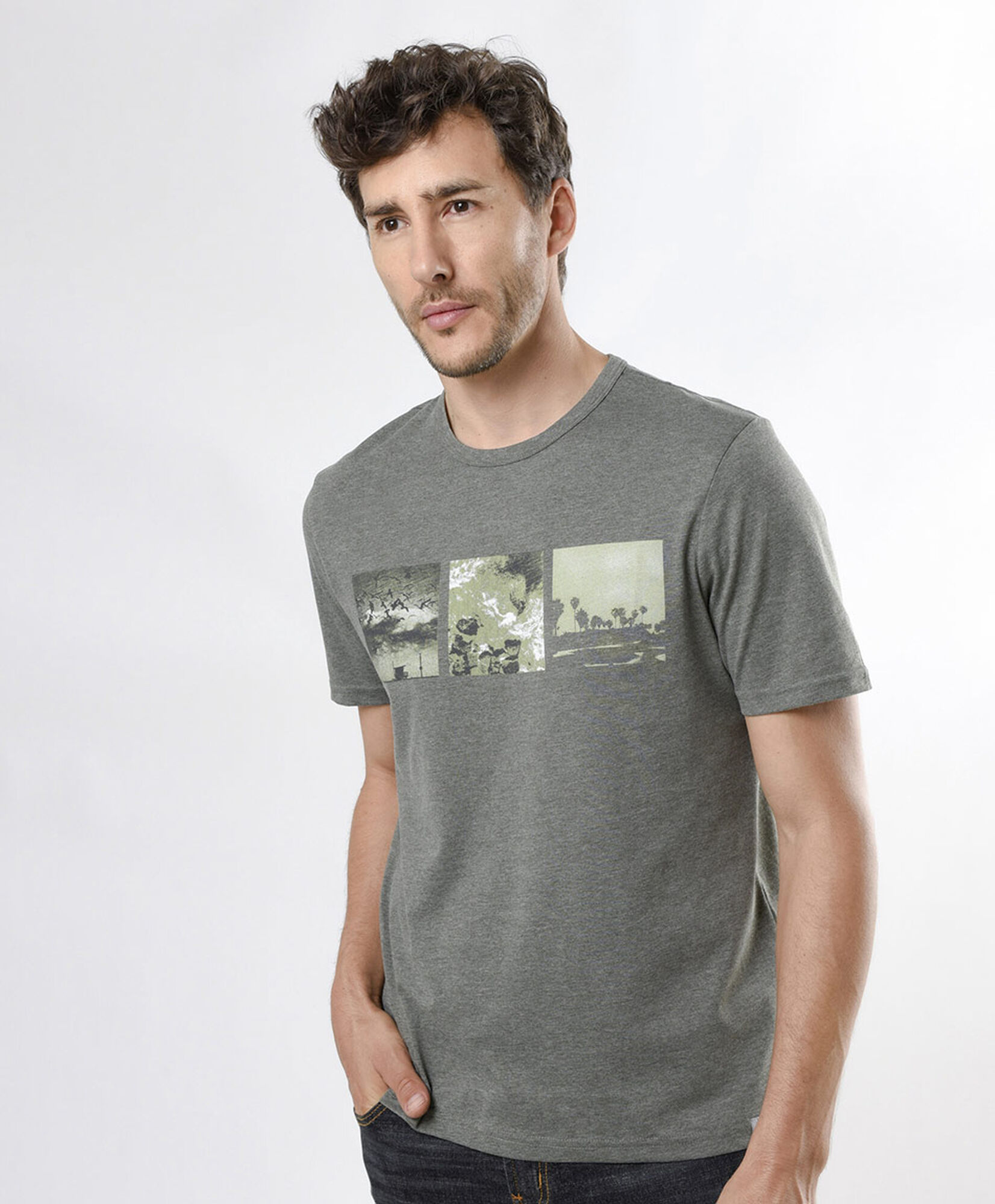 Polera hombre jaspeada paisajes Polera hombre jaspeada paisajes