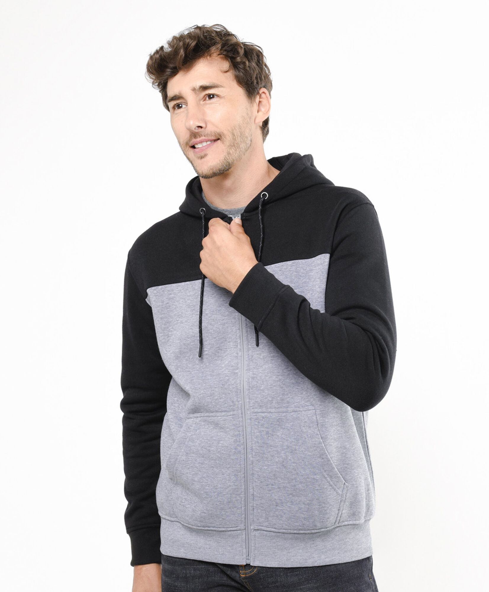 Polerón hombre gris y negro Polerón hombre gris y negro