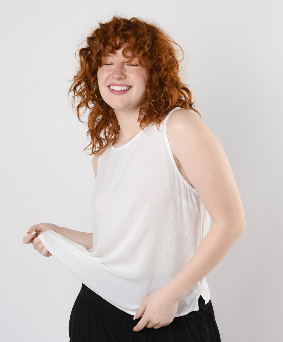 Blusa mujer lisa blanca sin mangas