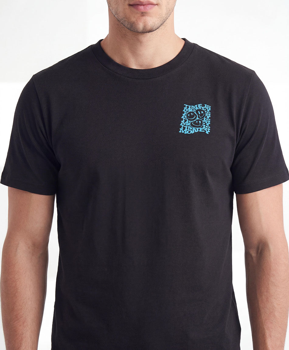 Polera hombre doble estampado graffiti caritas