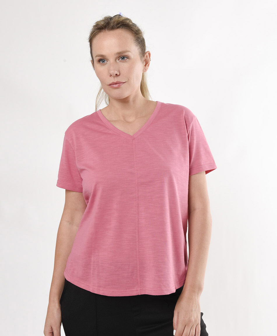 Polera mujer jaspeada costura