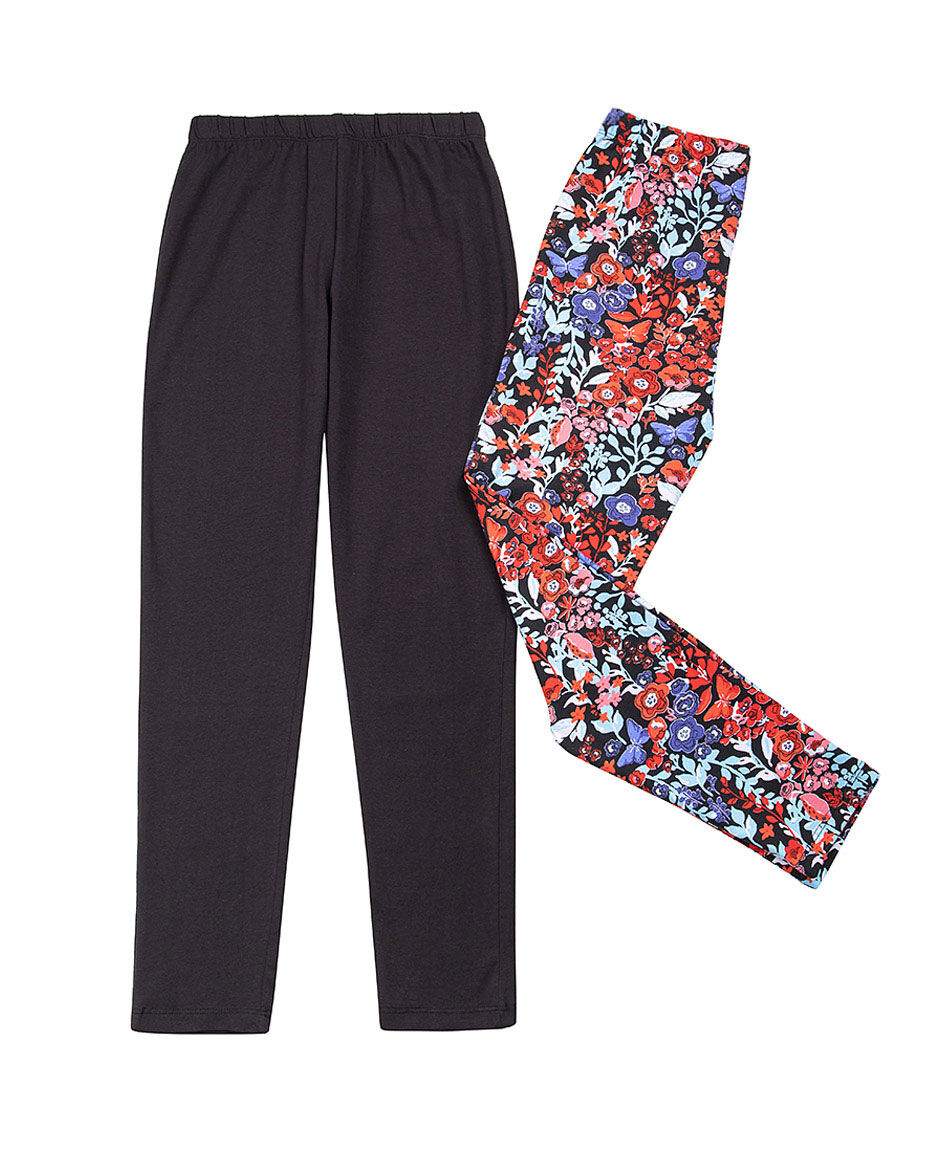 Pack 2 leggins ni&ntilde;a floreada color