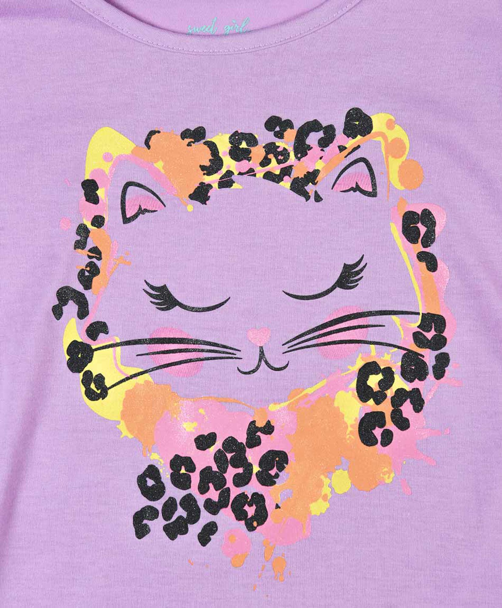 Polera niña animal print gato Polera niña animal print gato