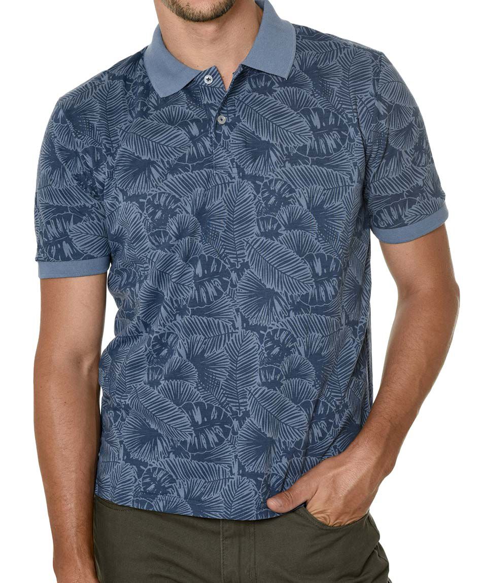 Polera cuello polo estampada