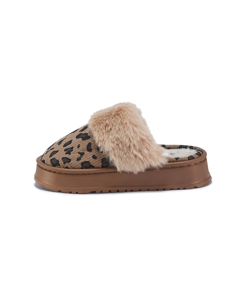 Pantufla mujer plataforma animal print