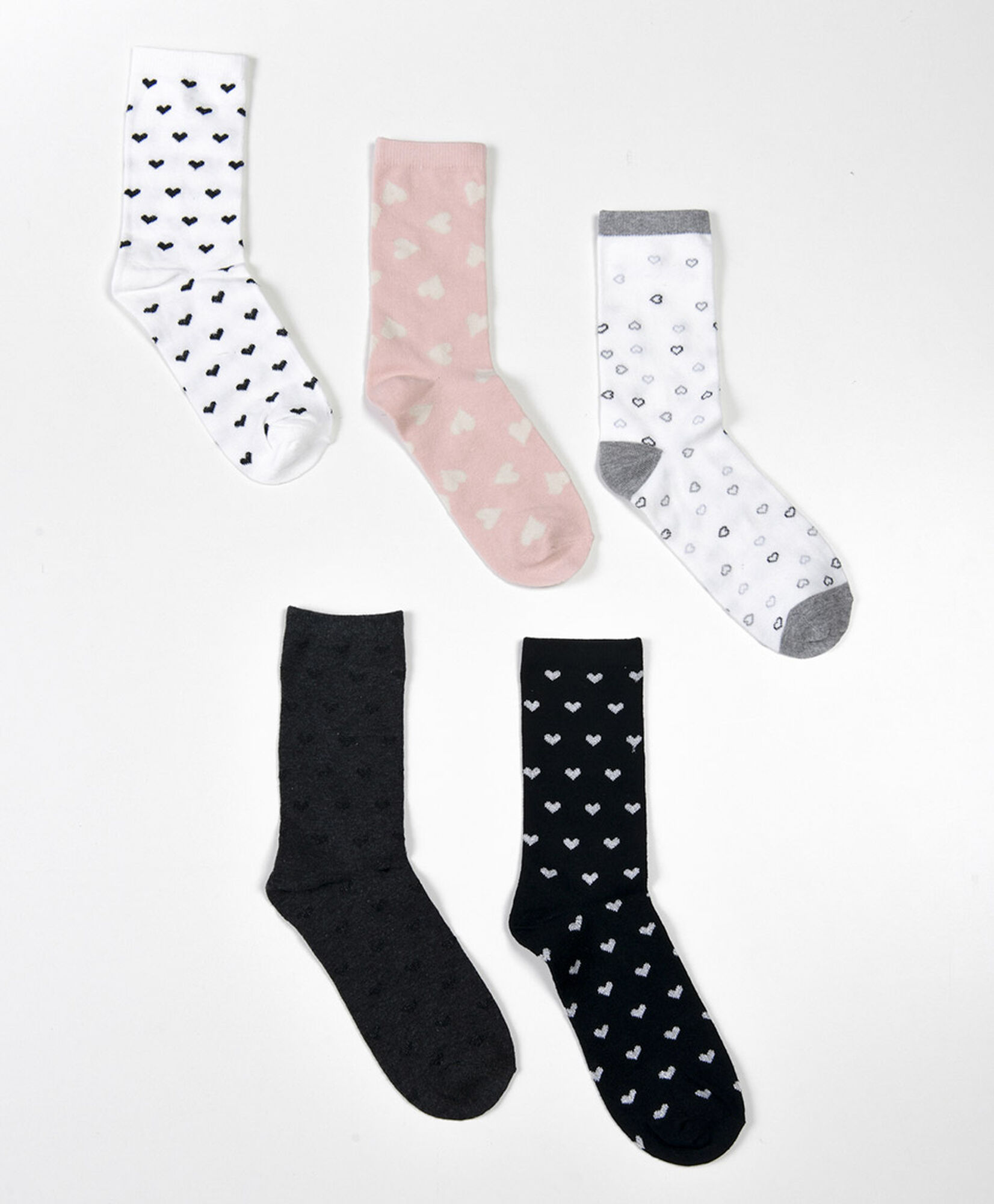 Pack 5 calcetines mujer largos corazones Pack 5 calcetines mujer largos corazones