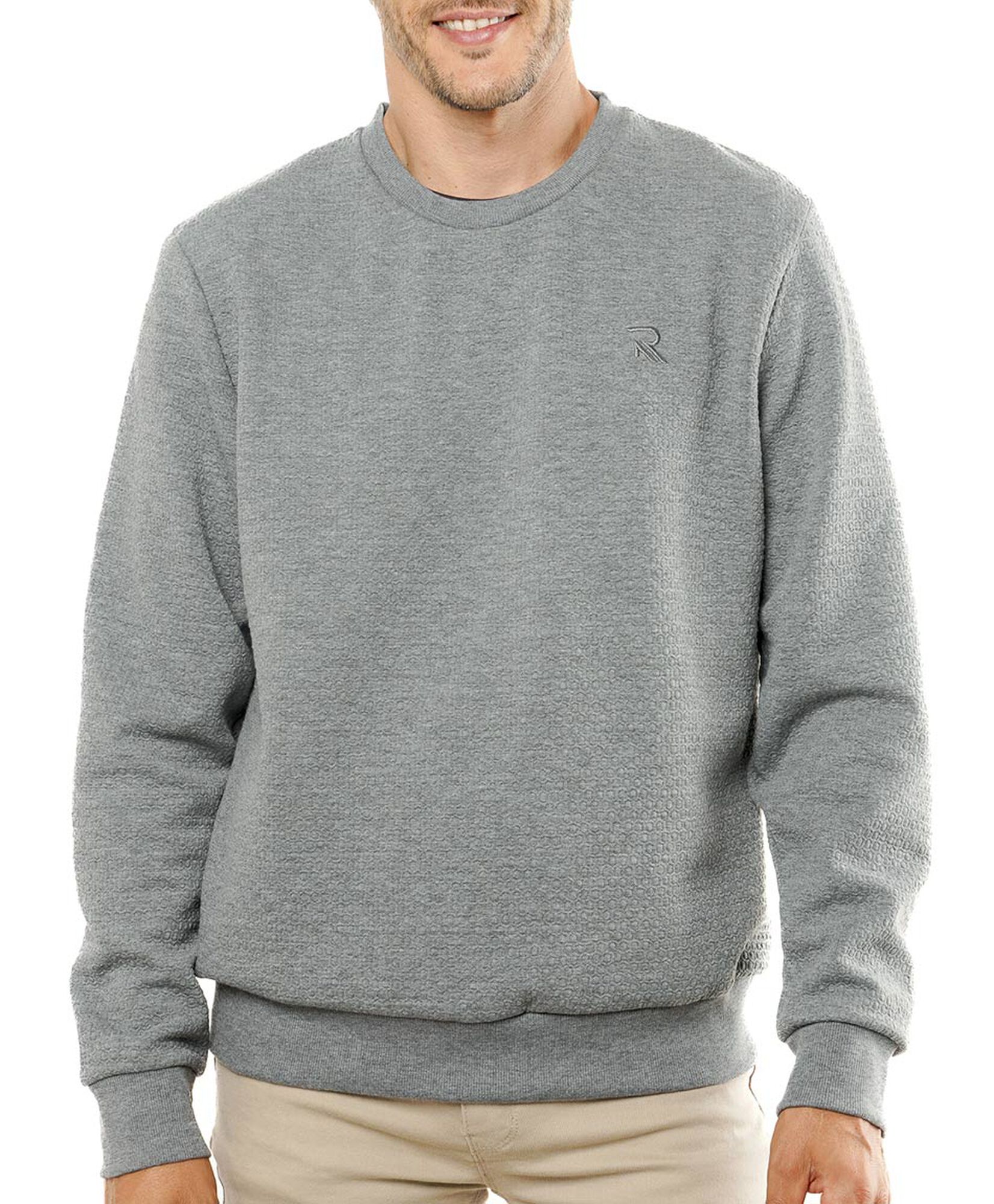 Polerón hombre básico liso gris Polerón hombre básico liso gris