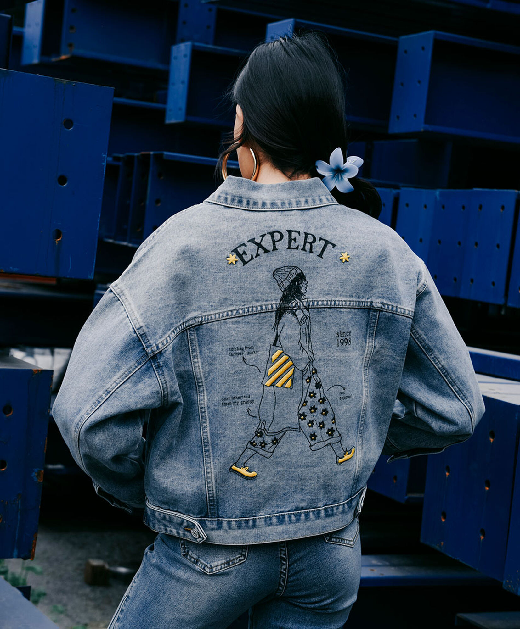 Chaqueta mujer denim estampado Chaqueta mujer denim estampado