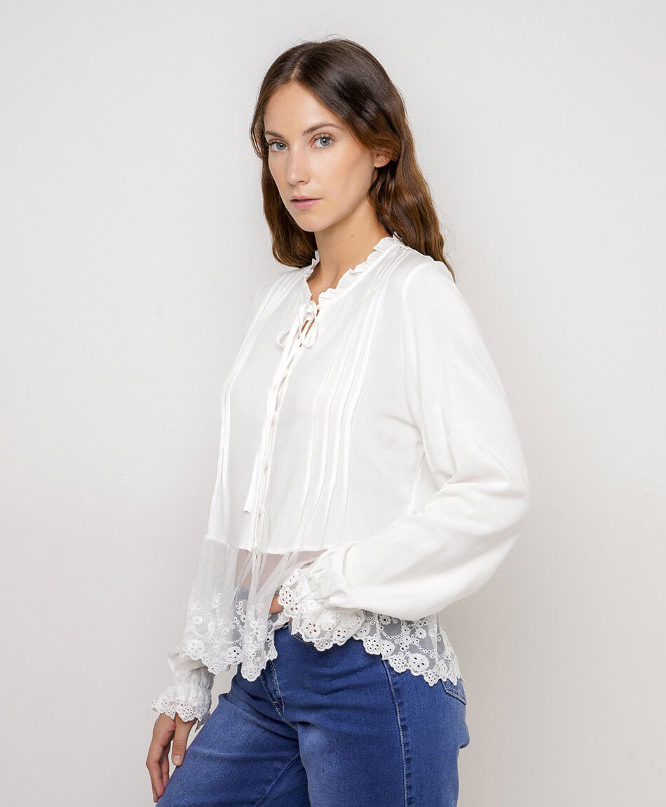 Blusa mujer soft encaje white