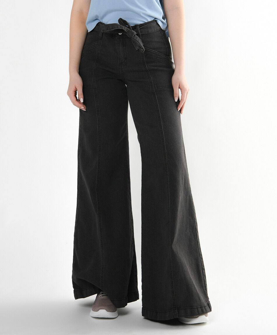 Jeans mujer costuras verticales wide