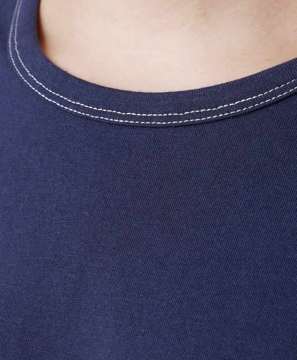 Polera mujer azul l&iacute;neas mangas