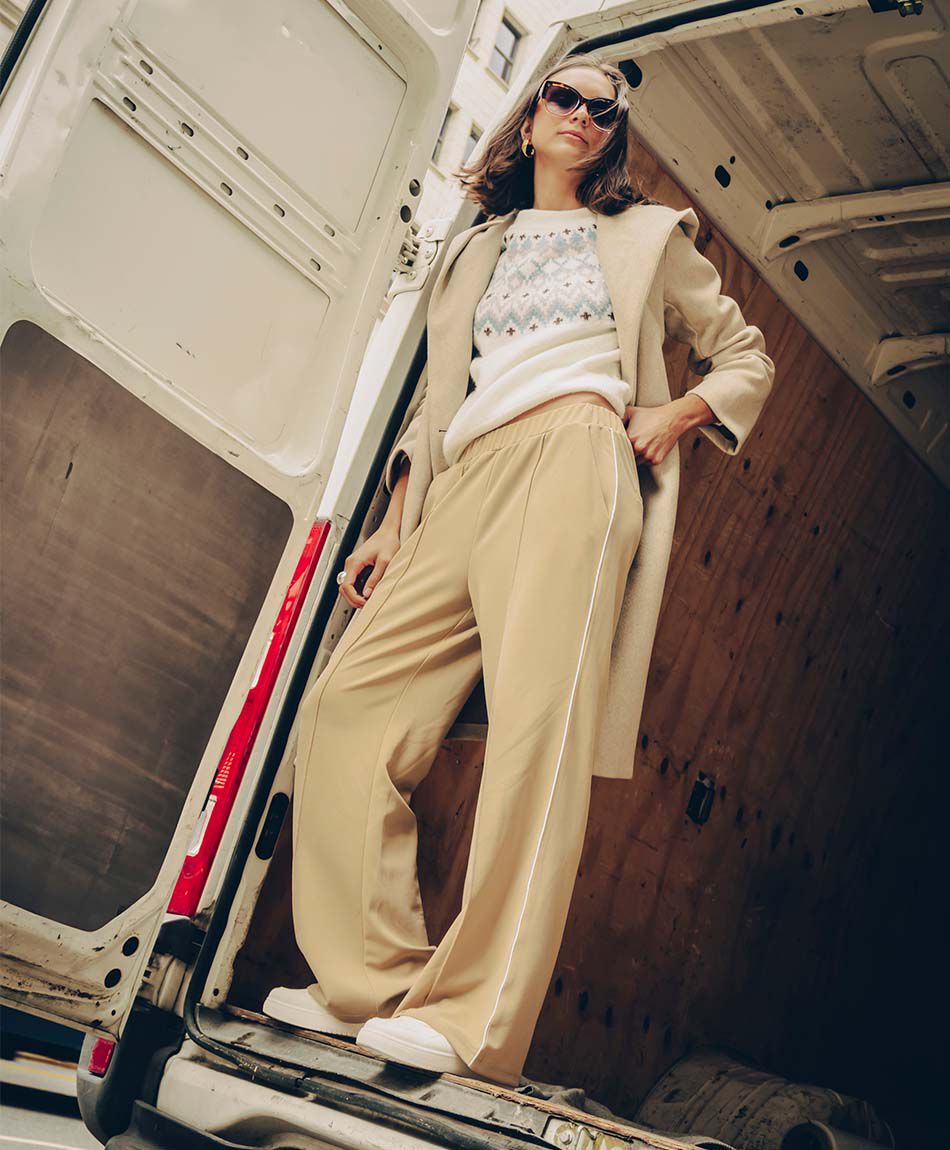 Pantal&oacute;n mujer anchos beige